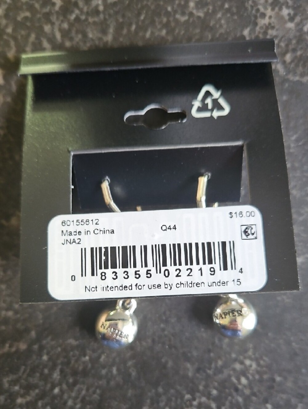 Napier Triple Drop Earrings Silver-Tone Blue Green - Picture 4 of 4